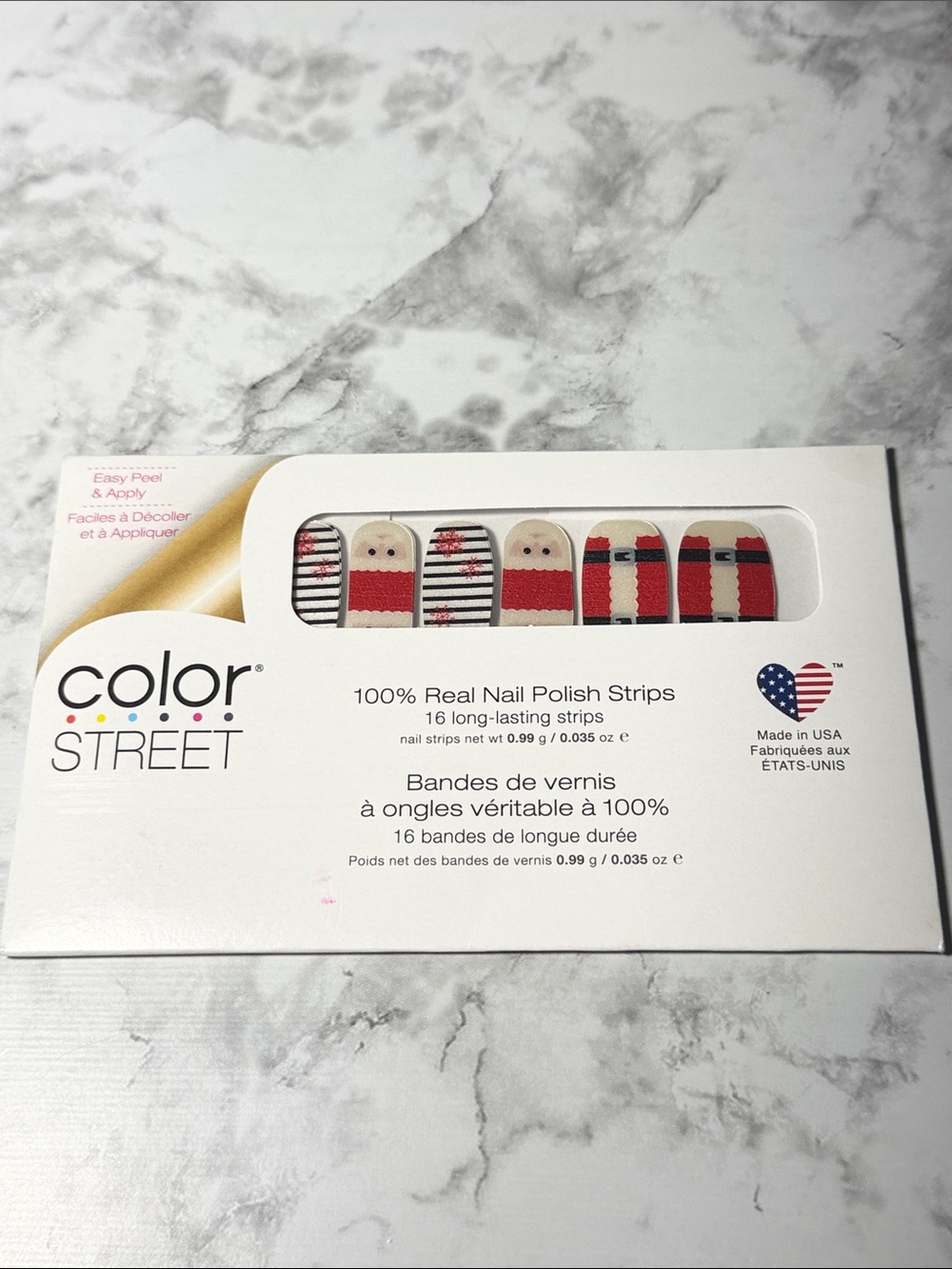 Color Street Secret Santa Red, White & Black Santa Stripe Nail Polish Strips NWT